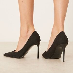 ASOS DESIGN Black Textured Stiletto Pumps Pointed Toe High Heels Size 5 NWOT